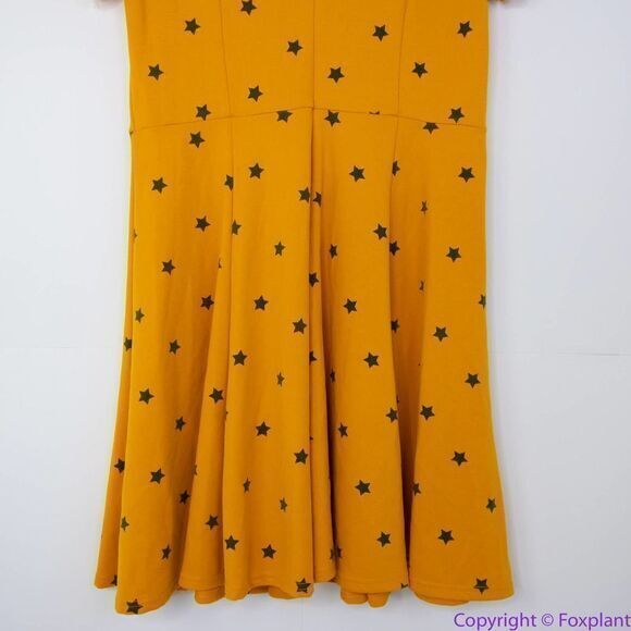 Unique Vintage Gwynnie Bee‎ Yellow Star Print Fit-And-Flare Dress, XL - Picture 7 of 15